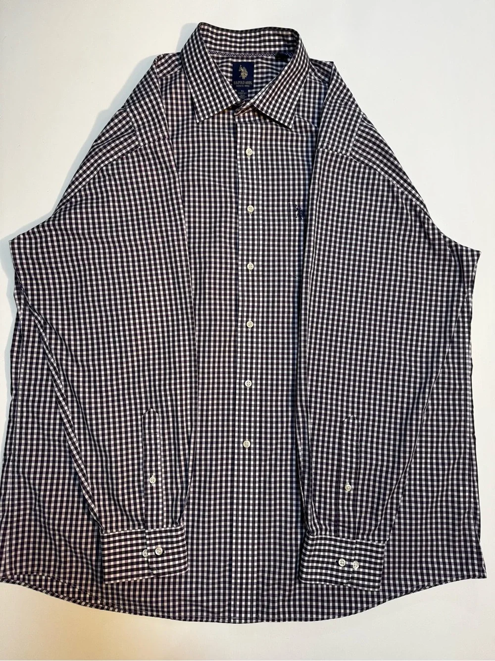 U.S. Polo Assn. Men’s XL 17-17.5 34/35 Wrinkle Free Check Dress Shirt